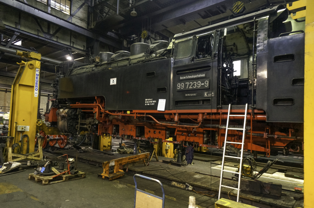 BR 99 7239-9 wird in der Werkstatt am Bahnhof WR-Westerntor repariert